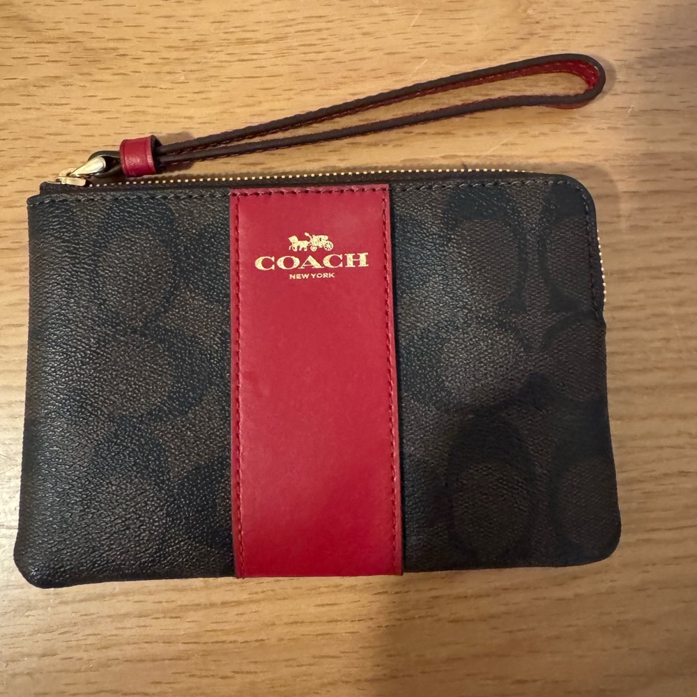 Coach Black and Red Zip Pouch